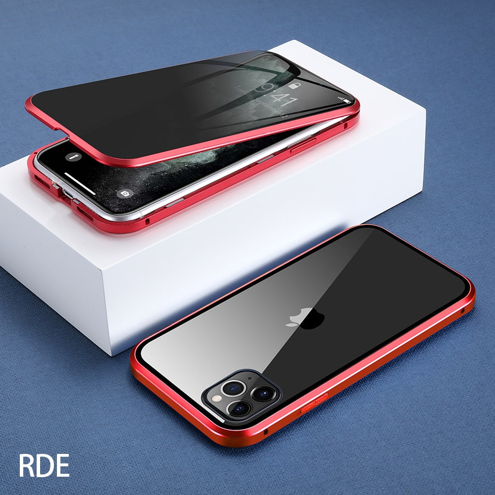 Premium Tempered Glass Magnetic Case Red