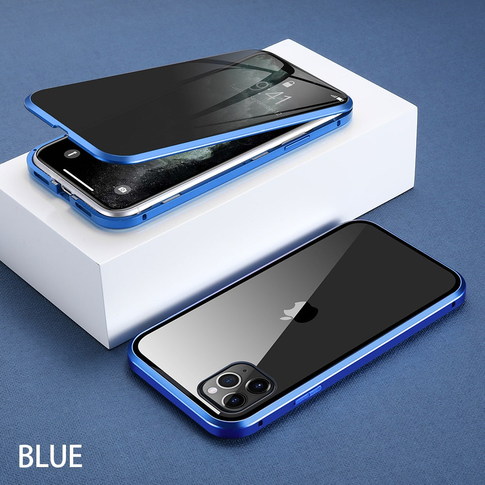 Premium Tempered Glass Magnetic Case Blue