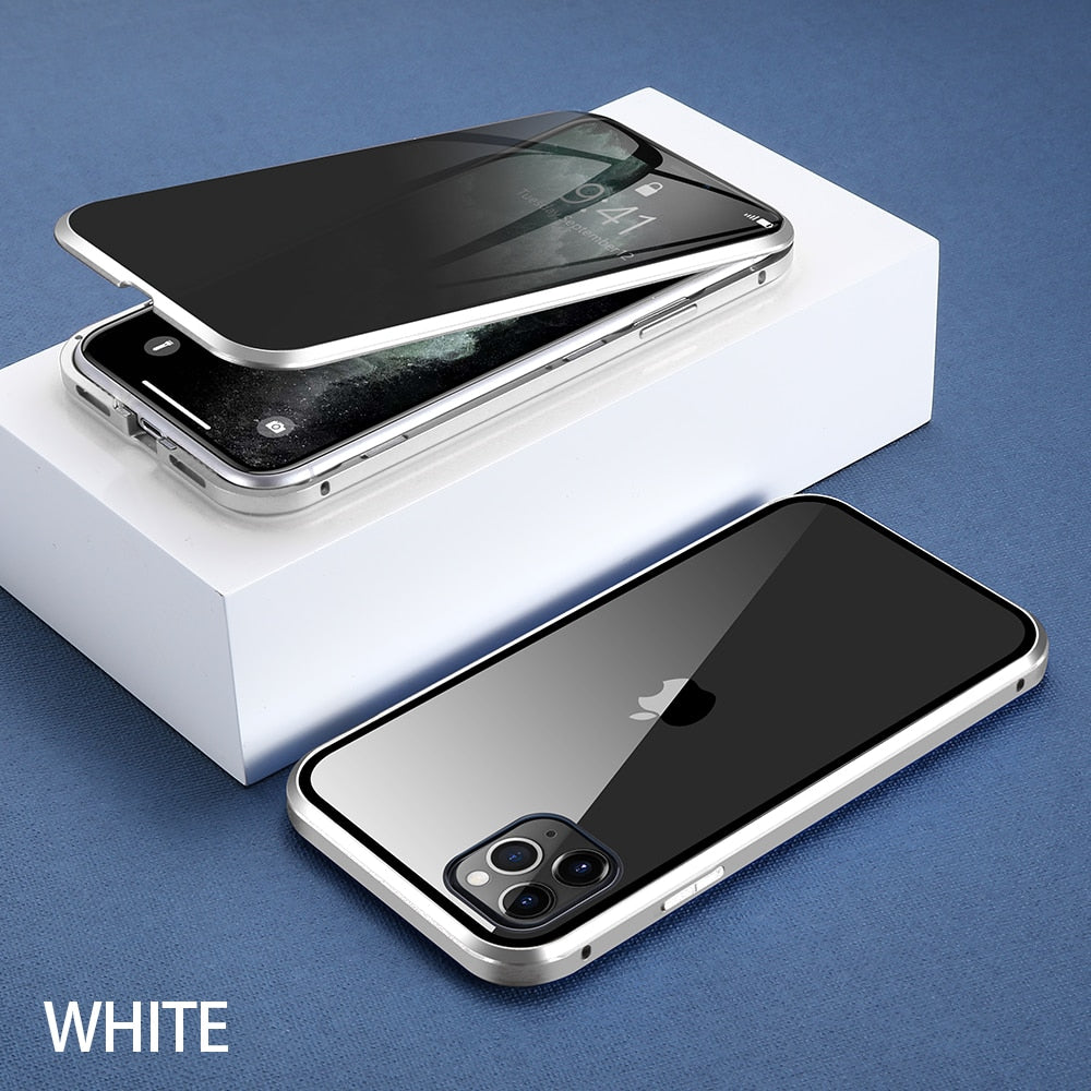 Premium Tempered Glass Magnetic Case White