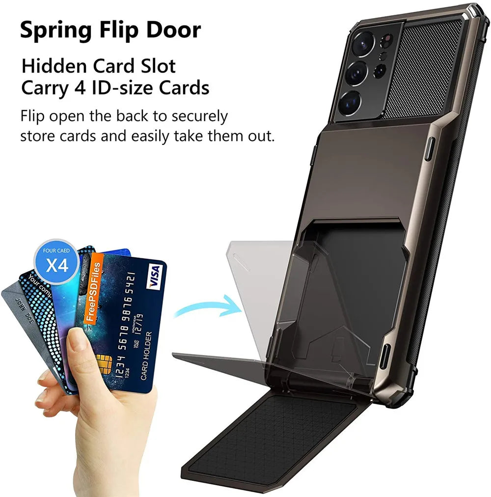 Mobile Case with Credit Card Holder for Samsung Galaxy S21 Ultra/S22+ - Galaxy S21 Series