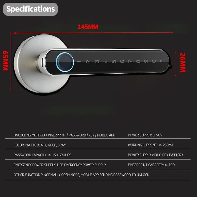 T8 Smart Fingerprint Door Lock - Secure Your Space with Modern Technology