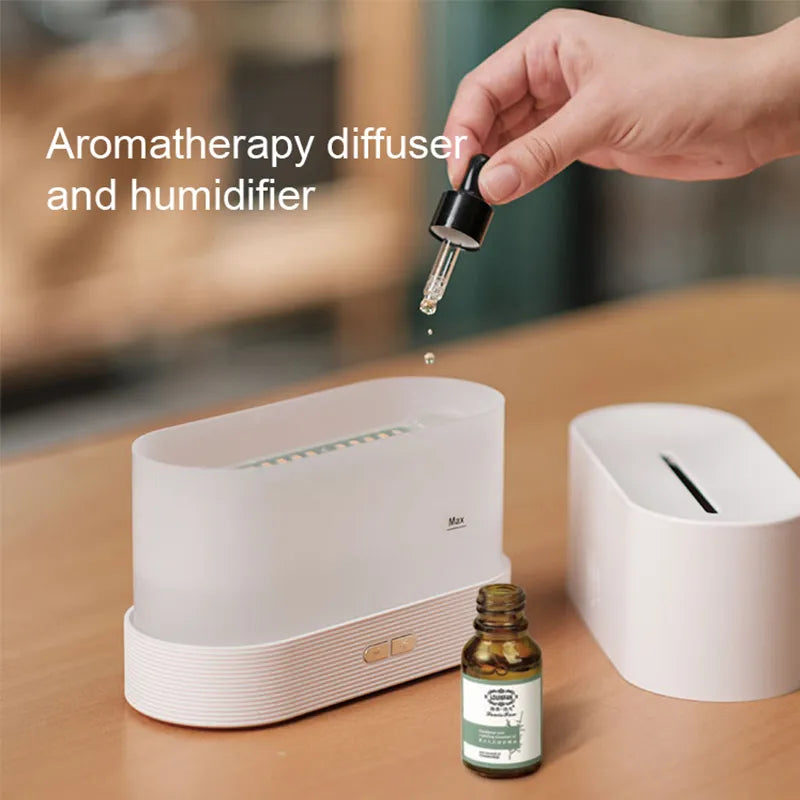 Ultrasonic Aroma Diffuser with LED Flame Lamp - Cool Mist Maker for Essential Oils and Air Humidification