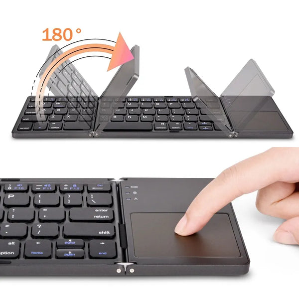 Compact Wireless Folding Keyboard with Touchpad for Windows, Android, iOS, and Phone