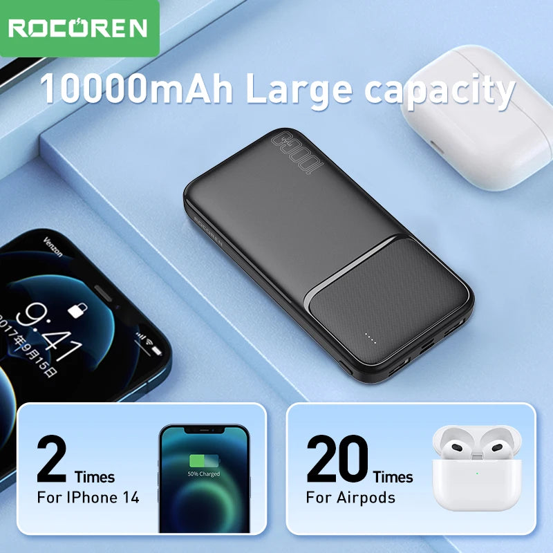 10000mAh Power Bank - Fast Charging Portable Charger for iPhone, Xiaomi, mi 13, POCO