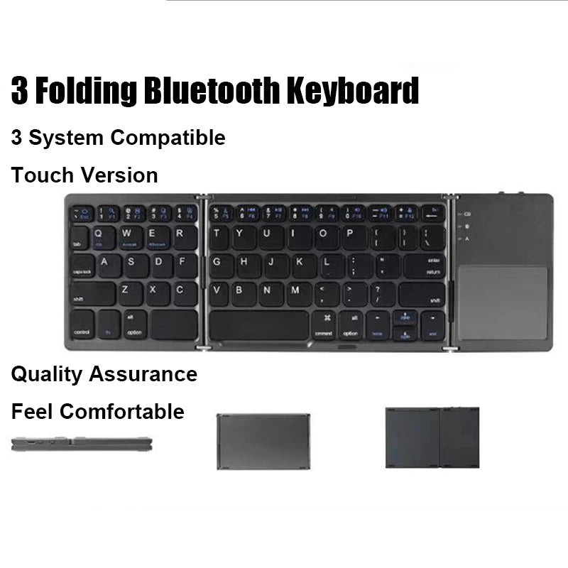 Compact Wireless Folding Keyboard with Touchpad