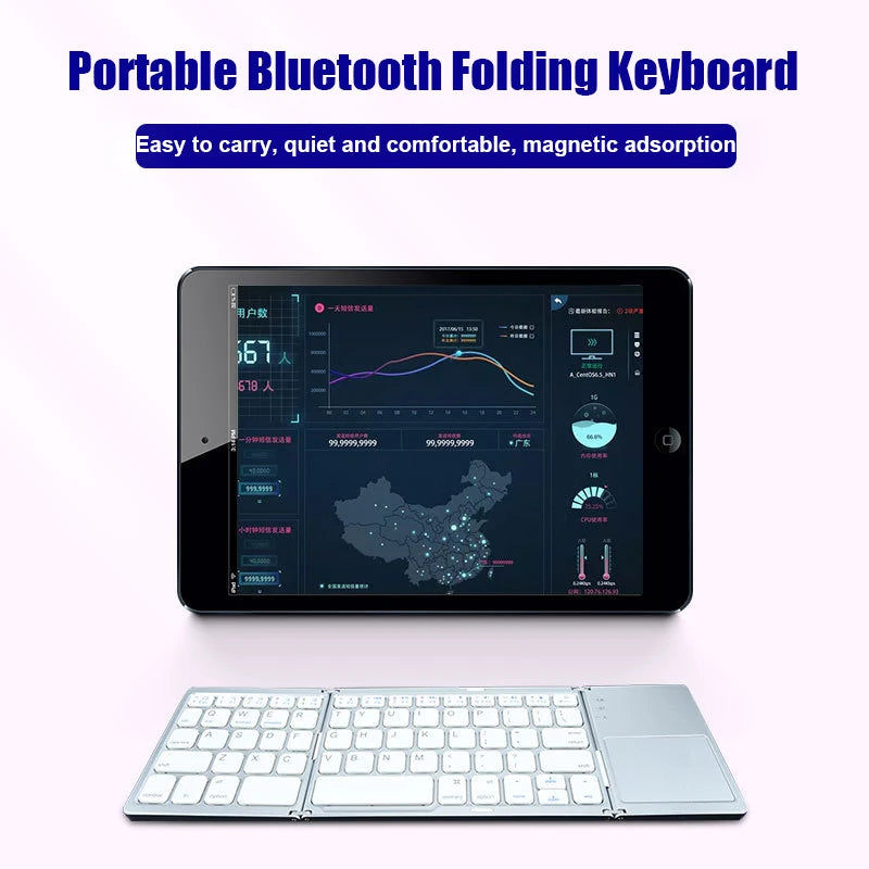Compact Wireless Folding Keyboard with Touchpad for Windows, Android, iOS, and Phone