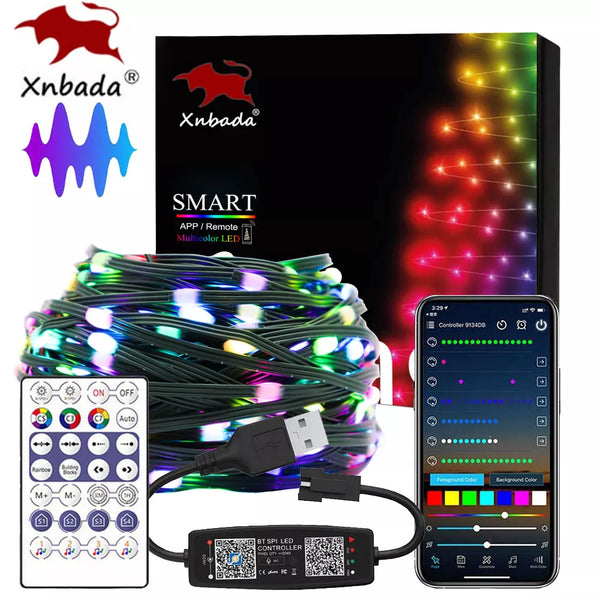 Enhance Your Holidays: Smart Christmas Lights with USB Music Control, Individually Adjustable LEDs, and Dream Color - DC5V"