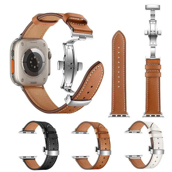 Ultra 49mm Leather Strap for Apple Watch Band - 45mm to 38mm - Compatible with Iwatch Series 8/7/SE/6/5/4/3 Bracelet