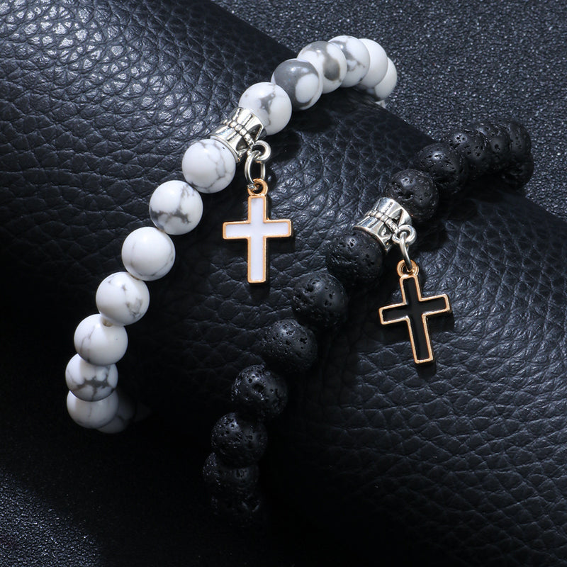 Fashion Jewelry Personality Volcanic Rock Cross Bracelet