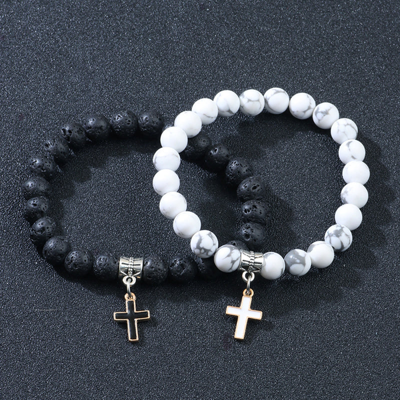 Fashion Jewelry Personality Volcanic Rock Cross Bracelet