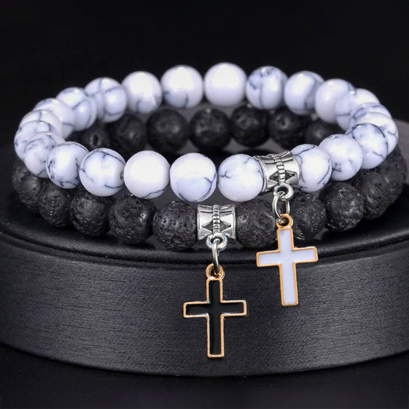 Fashion Jewelry Personality Volcanic Rock Cross Bracelet