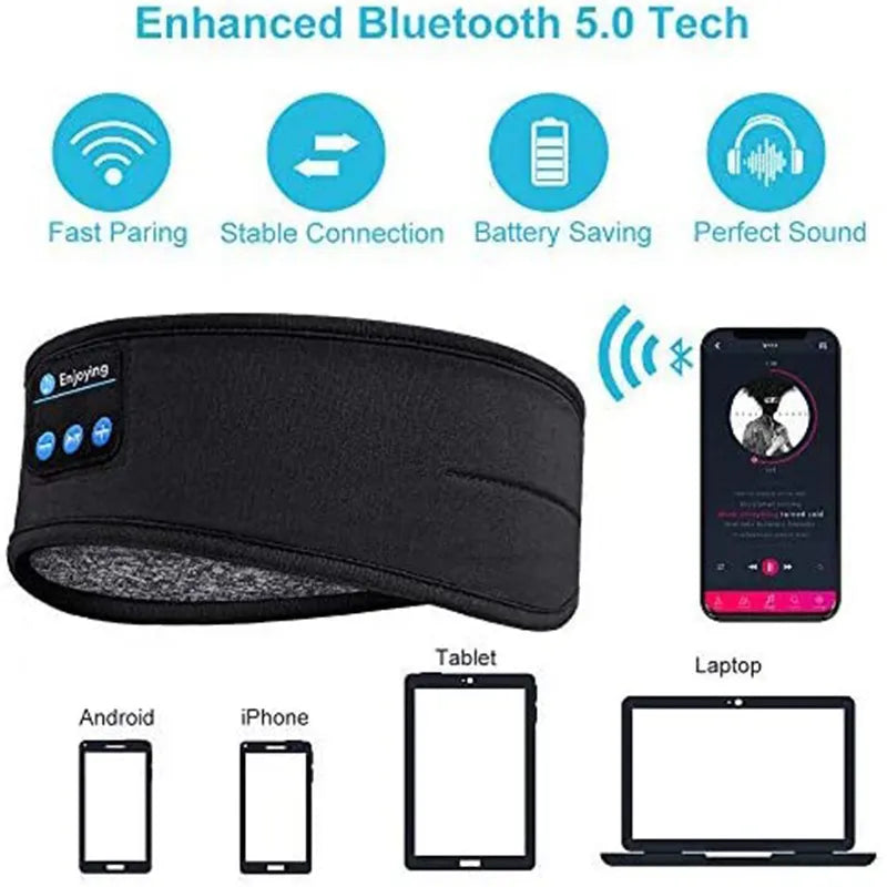 Soft Elastic Bluetooth Sleep Headband Earphones - Comfortable Music for Sports and Relaxation