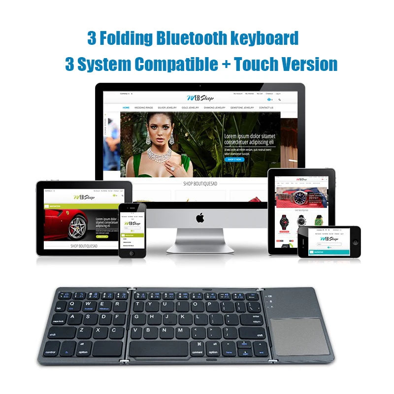 Compact Wireless Folding Keyboard with Touchpad