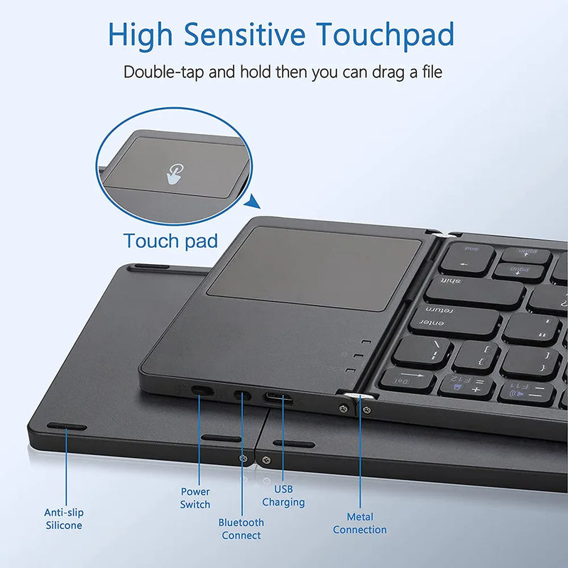 Portable Mini Bluetooth Keyboard with Touchpad for iOS, Android & Windows