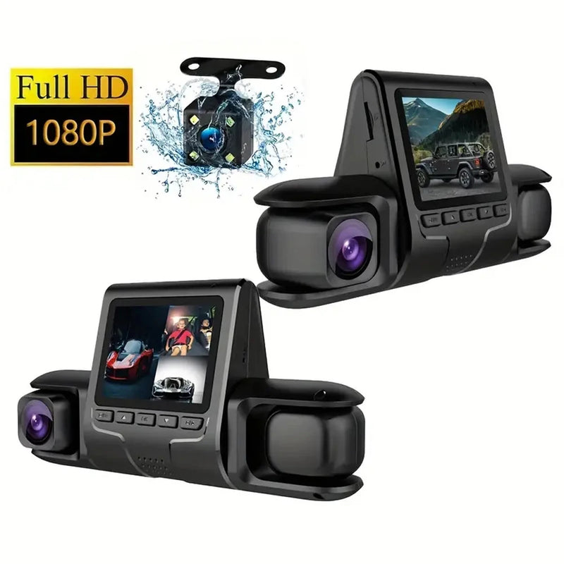 3-Lens Car DVR Dash Cam | 1080P Night Vision | G-Sensor & Loop Recording