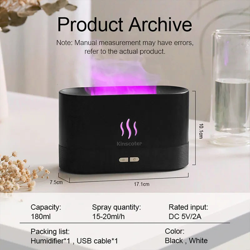 Ultrasonic Aroma Diffuser with LED Flame Lamp