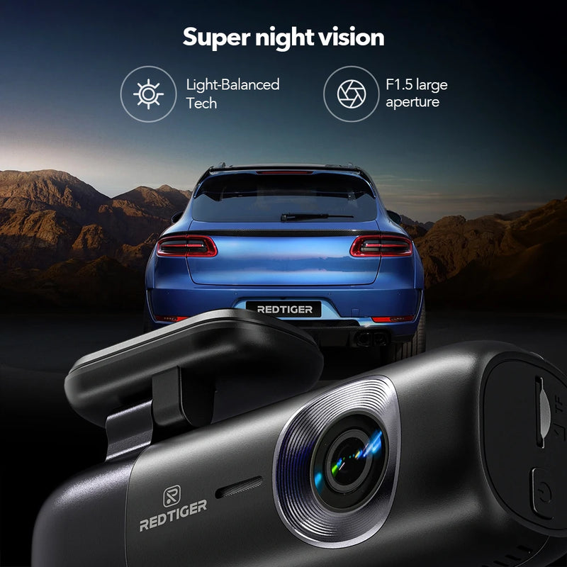 Advanced Front and Rear Redtiger 4K WiFi GPS Car Camera