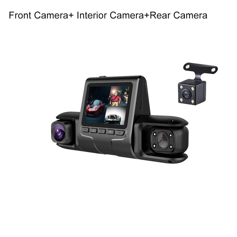 3-Lens Car DVR Dash Cam | 1080P Night Vision | G-Sensor & Loop Recording