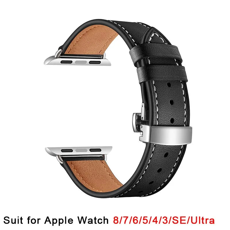 Ultra 49mm Leather Strap for Apple Watch Band - 45mm to 38mm - Compatible with Iwatch Series 8/7/SE/6/5/4/3 Bracelet